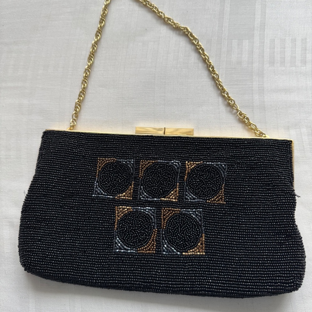 Saks Fifth Avenue, Small Beaded Theatre Clutch Bag View 2